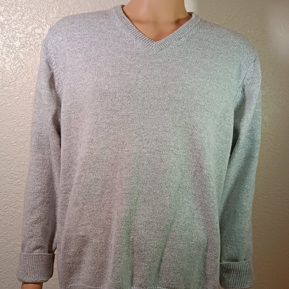 V NECK MIDWEIGHT SWEATER - XXL - LIGHT GREY